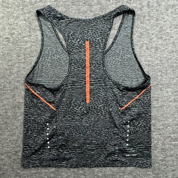 Nike Dri-Fit Womens XS Racerback Tank Top With Animal Print Black Orange Womens‎ - Picture 2 of 5